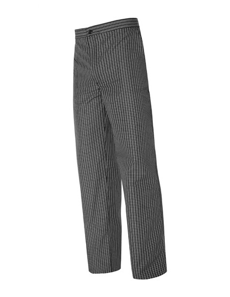 PANTALON COCINA CUADRO NEGRO GRIS BOLSILLOS MEDIA GOMA 65%PO