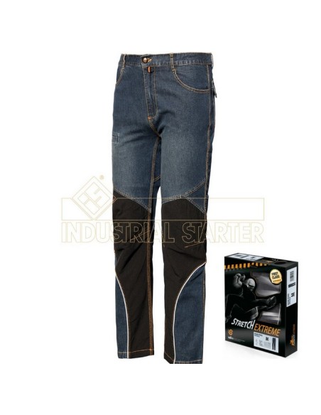 PANTALON VAQUERO ELASTICO DETALLES BAJOS MARINO CORDURA