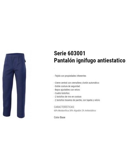 PANTALON INGNIFUGO ANTIESTATICO INHERENTE 2% ANTIESTATICO