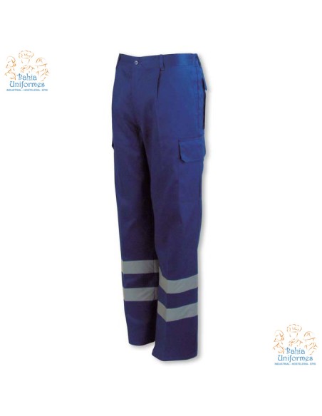 - Pantalón multibolsillos con cintas de alta visibilidad, elástico en la cintura, pespunte trasero de seguridad y seis bolsillo