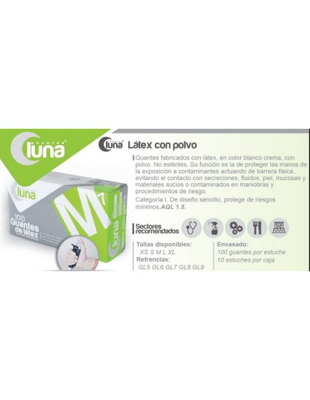 GUANTE LATEX CON POLVO DESECHABLE 100 UNIDADES SUPREME 5,1G