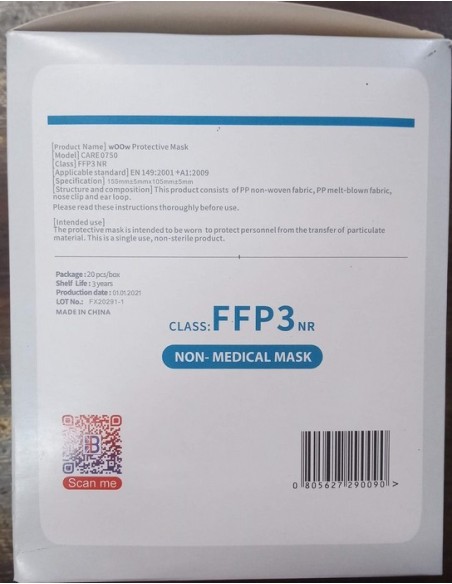 MASCARILLA FFP3 BERG BLANCA CAJA 20U ▷ Dismedic