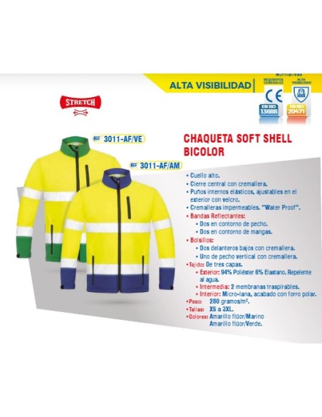 SOFT SHELL BICOLOR 3CAPAS TRANSPIRABLE REPELENTE AGUA A/V