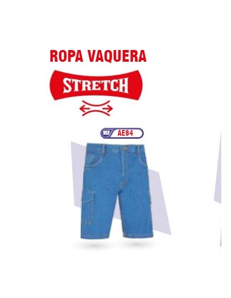 PANTALON CORTO MULTIBOLSILL VAQUERO ELASTICO 98%ALGODO 280GR