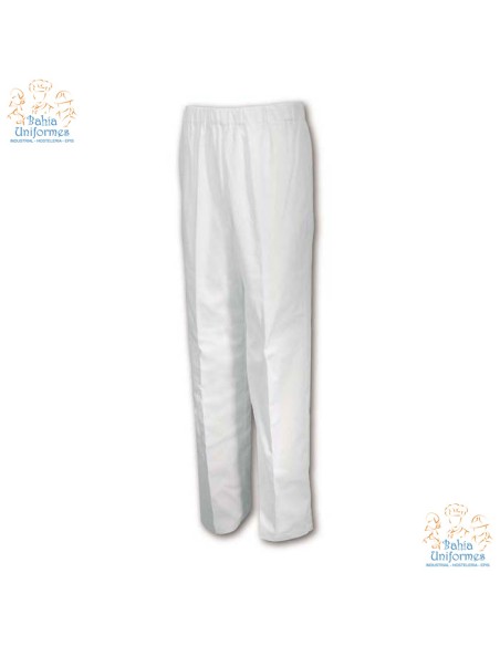 -Composición: 65% Poliester, 35% Algodón
-Pantalón pijama blanco con cinturilla elástica y un bolsillo trasero, sin botón y si