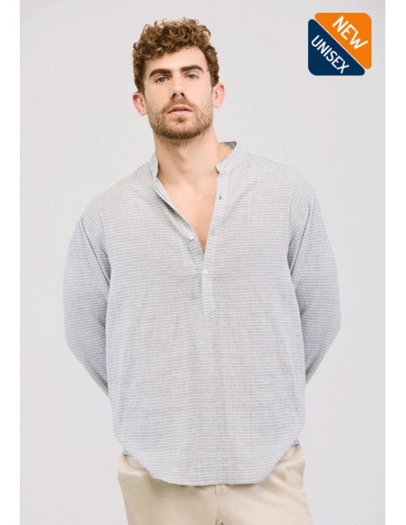 CAMISA CERRADA CRO M/L RUSTICA SIN BOLSILLO 4 BOTONES MUY FRESCA 100% RAYON