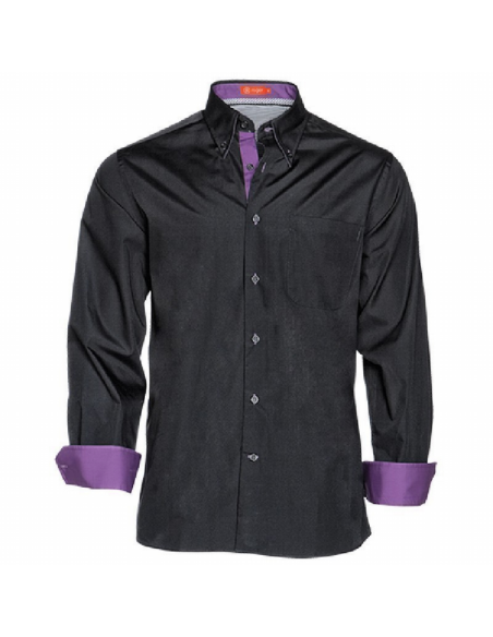 CAMISA M/L CRO CONTRASTE PUÑOS Y CUELLO ROJO NILO 65%POL 35%ALG 116 GR