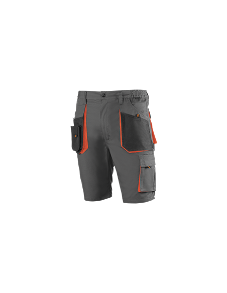 PANTALON CORTO COMBINADO GRIS NARANJA BOLSILLOS GRANDE