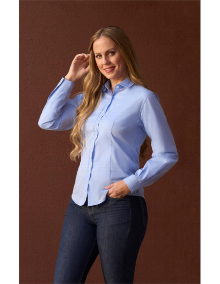 Blusa camisa mujer mangas larga entallada con tejido suave de fil a fil 40% algodón