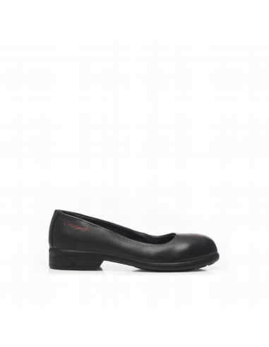 zapato mujer de vestir con punta y planta de protección color negro en S2P