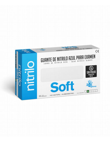 Guante de Nitrilo SOFT Azul Sin Empolvar AQL 1.5 para uso profesional