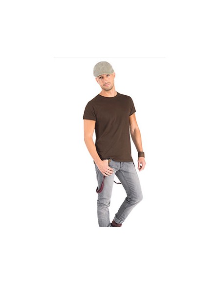 Camiseta de manga corta, de cuello redondo doble con elastano, confeccionada en tejido tubular en tallas de adulto, y con costu