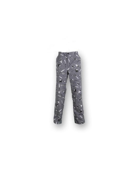 PANTALON CON DIFERENTE ESTAMPADOS,
MEDIA GOMA CON BOTON
65% Pol. - 35% Alg.