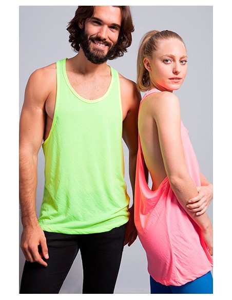 CAMISETA FLUOR UNISEX URBAN BEACH ESPALDA NADADORA MANGA ANC