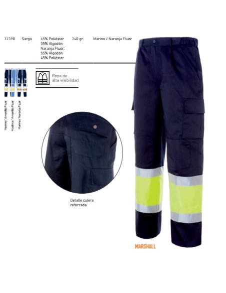 PANTALON AMARILLO BICOLOR A/V REFLEC REFORZADO 240GR MARSHAL