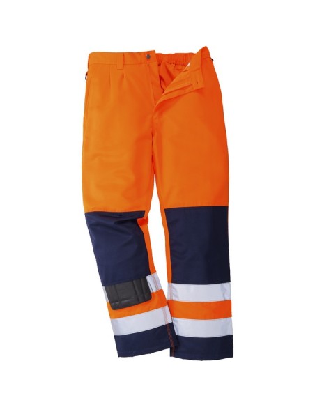 PANTALON BICOLOR MULTIBOLSILLOS FLUOR 2 BANDAS REFLE A/V