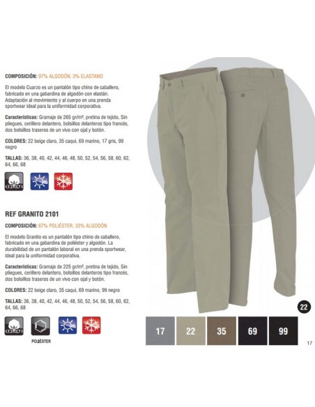 PANTALON CRO TIPO**descatalogado CHINO 65% POLIESTER 35% ALGODON GRANITO