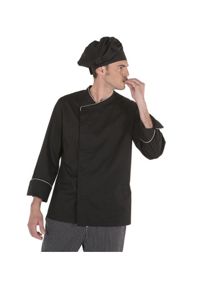 CHAQUETILLA COCINA CRO M/L NEGRO ABAD TRANSPIRABLE FILO CUELLO