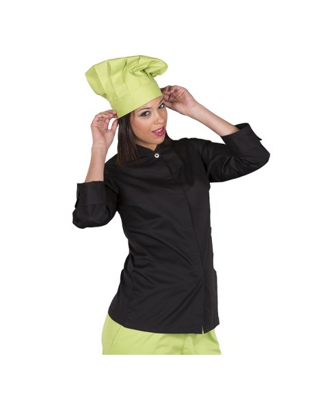 CHAQUETILLA COCINA SRA M/L NEGRA  VARELA BOTON OCULTO CANALE