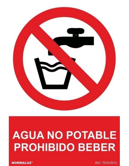 CARTEL AGUA NO POTABLE TAMAÑO A4 PROHIBIDO BEBER PVC 0`7MM